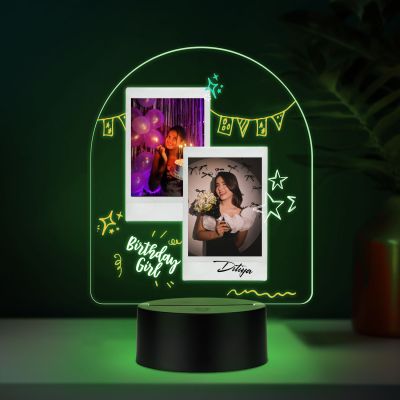 Personalized Happy Birthday Photo LED Table Lamp with 7 Color Changing Light Birthday Gift for Girlfriend, Wife, Sister & Friends